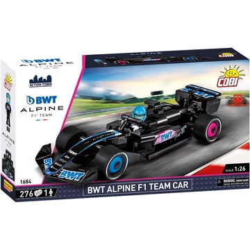 Termékkép a dobozról -COBI-1684 – BWT Alpine F1 Team versenyautó – 100% kompatibilis minden más kedvelt márkával