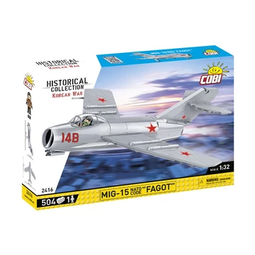 Termékkép a dobozról -COBI-2416 – MiG-15 NATO kód 'Fagot' – Szovjet vadászgép – 100% kompatibilis minden más kedvelt márkával