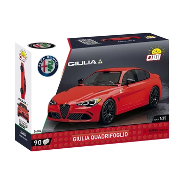 Termékkép a dobozról -COBI-24604 – Alfa Romeo Giulia Quadrifoglio (piros) – 100% kompatibilis minden más kedvelt márkával