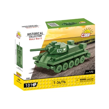 Termékkép a dobozról -COBI-3088 – T-34/76 – szovjet közepes harckocsi – 100% kompatibilis minden más kedvelt márkával