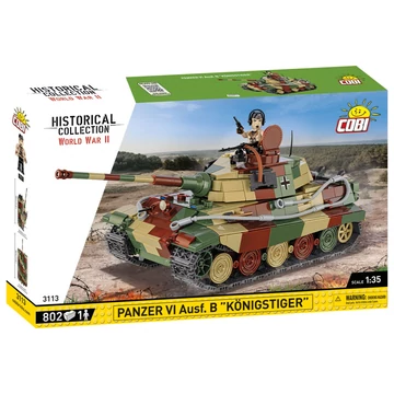 Termékkép a dobozról -COBI-3113 – Panzer VI Ausf. B „Königstiger” – német nehéz harckocsi – 100% kompatibilis minden más kedvelt márkával