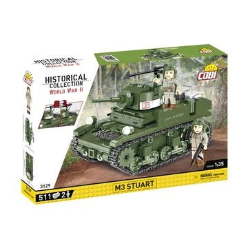Termékkép a dobozról -COBI-3129 – M3 Stuart – amerikai könnyű harckocsi – 100% kompatibilis minden más kedvelt márkával