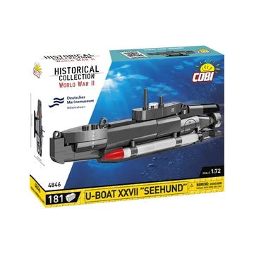 Termékkép a dobozról -COBI-4846 – U-Boat XXVII 'Seehund' – német mini tengeralattjáró – 100% kompatibilis minden más kedvelt márkával