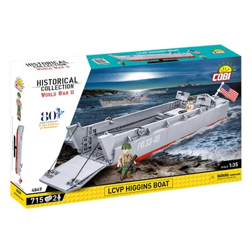Termékkép a dobozról -COBI-4849 – LCVP - Higgins Boat – amerikai partraszálló hajó – 100% kompatibilis minden más kedvelt márkával
