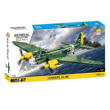 Termékkép a dobozról -COBI-5733 – Junkers Ju 88 – német többcélú repülőgép – 100% kompatibilis minden más kedvelt márkával