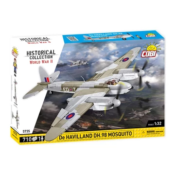 Termékkép a dobozról -COBI-5735 – De Havilland DH.98 Mosquito – brit többcélú repülőgép – 100% kompatibilis minden más kedvelt márkával