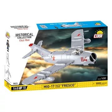 Termékkép a dobozról -COBI-5823 – MiG-17 'Fresco' – Szovjet vadászgép – 100% kompatibilis minden más kedvelt márkával