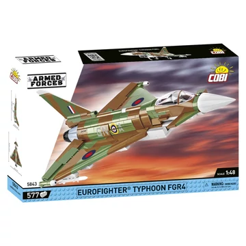 Termékkép a dobozról -COBI-5843 – Eurofighter Typhoon FGR4 – Brit többcélú vadászgép – 100% kompatibilis minden más kedvelt márkával