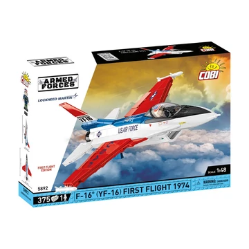 Termékkép a dobozról -COBI-5892 – F-16 (YF-16) First Flight 1974 – Vadászgép – 100% kompatibilis minden más kedvelt márkával