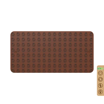 Termékkép a dobozról - BiOBUDDi® BB-0017 | építőjáték alaplap nagy méretű kockákhoz | 8x16 bütyök barna