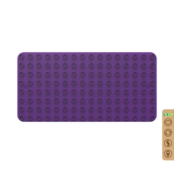 Termékkép a dobozról - BiOBUDDi® BB-0017 | építőjáték alaplap nagy méretű kockákhoz | 8x16 bütyök lila