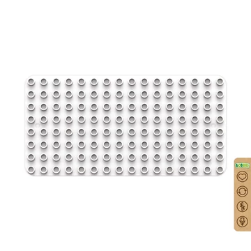 Termékkép a dobozról - BiOBUDDi® BB-0017 | építőjáték alaplap nagy méretű kockákhoz | 8x16 bütyök fehér
