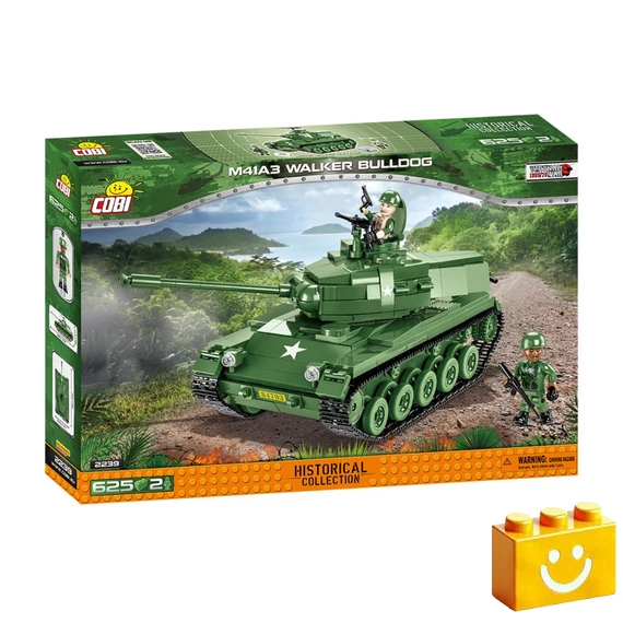 Termékkép a dobozról -COBI-2239 – M41A3 Walker Bulldog – Könnyű harckocsi – 100% kompatibilis minden más kedvelt márkával