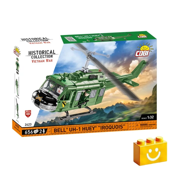 Termékkép a dobozról -COBI-2423 – Bell UH-1 Huey – Katonai helikopter – 100% kompatibilis minden más kedvelt márkával