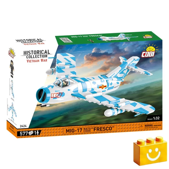 Termékkép a dobozról -COBI-2424 – MiG-17 NATO kód 'Fresco' – Szovjet vadászgép – 100% kompatibilis minden más kedvelt márkával