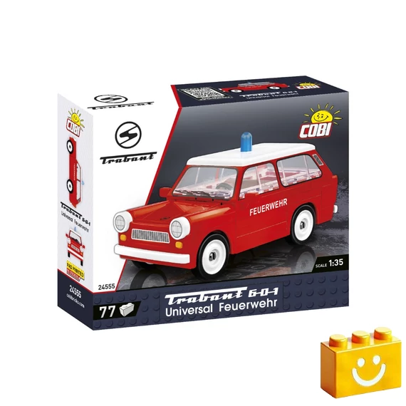 Termékkép a dobozról -COBI-24555 – Trabant 601 Universal Tűzoltóság – 100% kompatibilis minden más kedvelt márkával