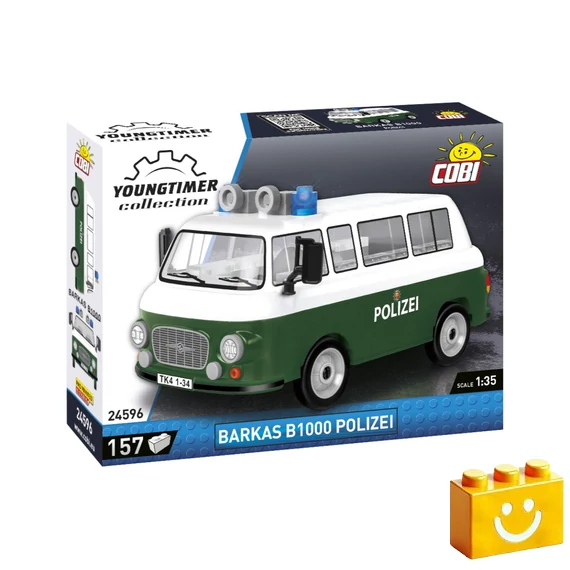 Termékkép a dobozról -COBI-24596 – Barkas B1000 Rendőrautó – 100% kompatibilis minden más kedvelt márkával
