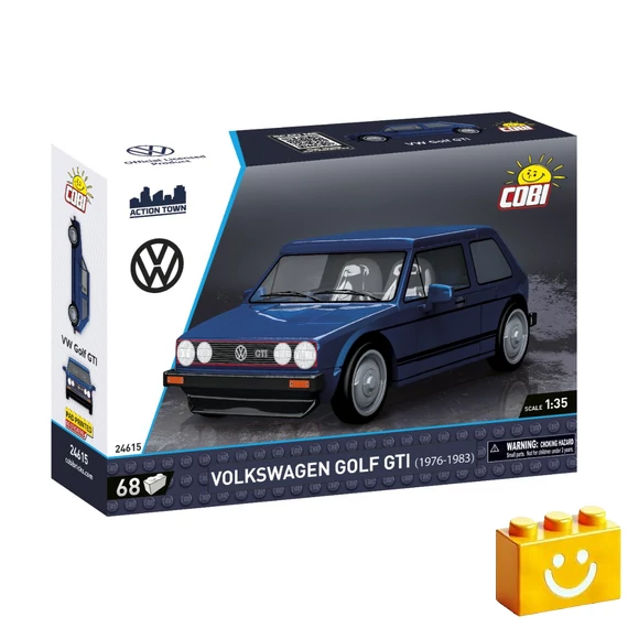 Termékkép a dobozról -COBI-24615 – Volkswagen Golf GTI (1976–1983) – kék – 100% kompatibilis minden más kedvelt márkával