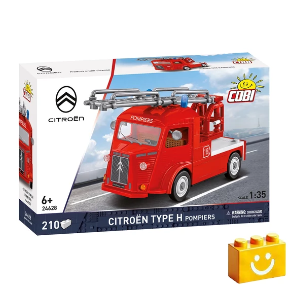 Termékkép a dobozról - COBI 24628 - Citroen Type H Pompiers - klasszikus francia tűzoltó furgon