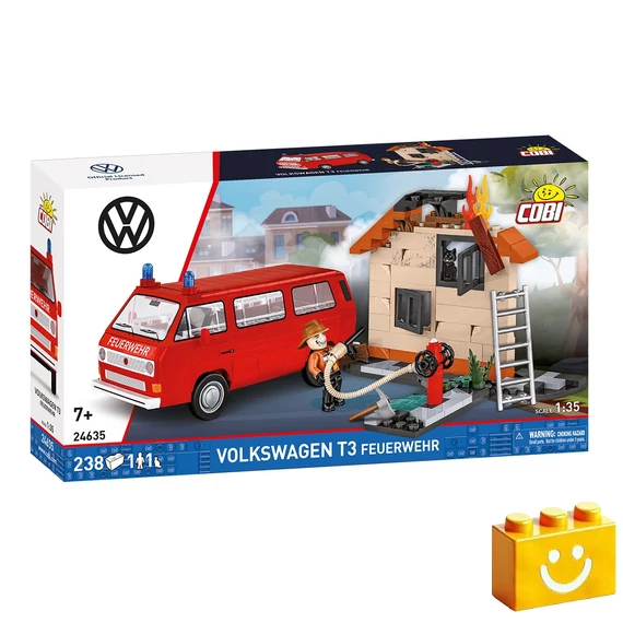 Termékkép a dobozról - COBI 24635 - Volkswagen T3 Feuerwehr - tűzoltó kisbusz modell