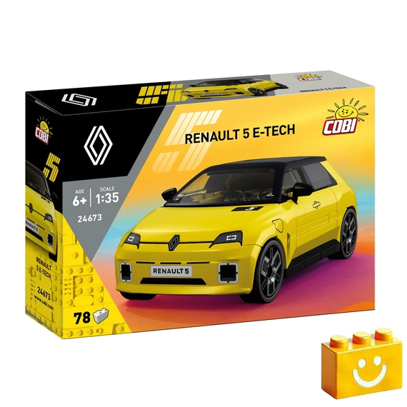 Termékkép a dobozról - COBI 24673 - Renault 5 E-Tech Electric - sárga
