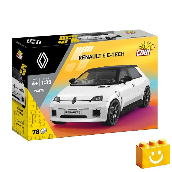 Termékkép a dobozról - COBI 24675 - Renault 5 E-Tech Electric - fehér