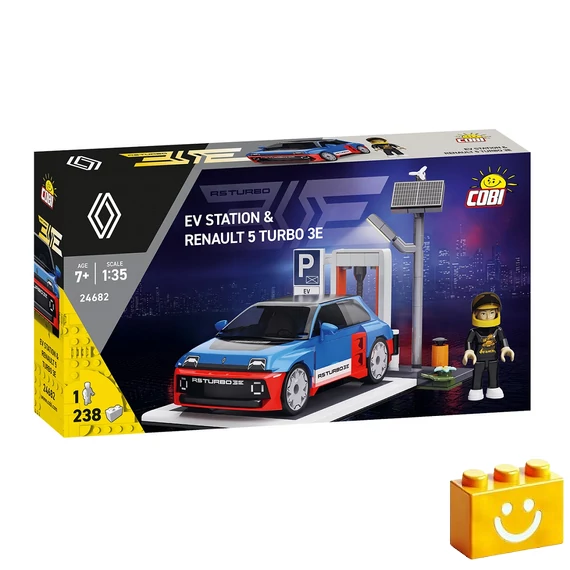 Termékkép a dobozról - COBI 24682 - EV Station & Renault 5 Turbo 3E - 100% kompatibilis minden más kedvelt márkával