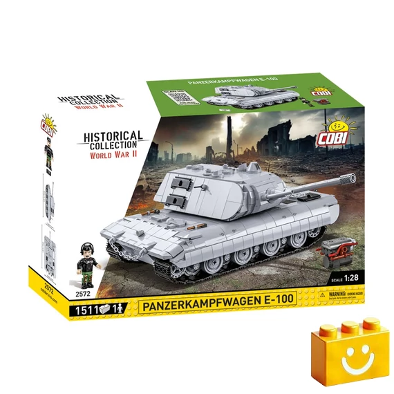 Termékkép a dobozról -COBI-2572 – Panzerkampfwagen E-100 szupernehéz harckocsi – 100% kompatibilis minden más kedvelt márkával