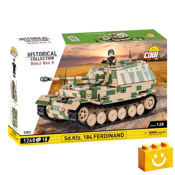 Termékkép a dobozról -COBI-2583 – Sd.Kfz. Ferdinand páncélvadász – 100% kompatibilis minden más kedvelt márkával
