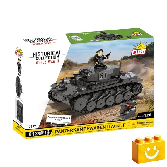 Termékkép a dobozról -COBI-2597 – Panzerkampfwagen II Ausf. F könnyű harckocsi – 100% kompatibilis minden más kedvelt márkával