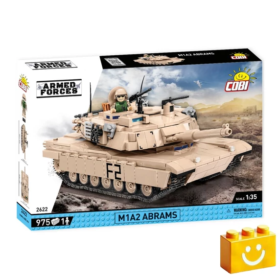 Termékkép a dobozról -COBI-2622 – M1A2 Abrams – Amerikai harckocsi – 100% kompatibilis minden más kedvelt márkával