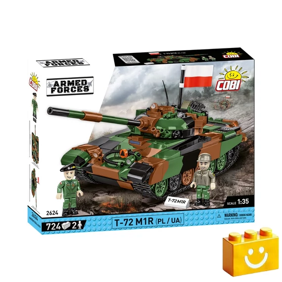 Termékkép a dobozról -COBI-2624 – T-72 M1R – Lengyel/Ukrán harckocsi – 100% kompatibilis minden más kedvelt márkával