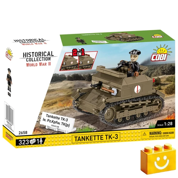 Termékkép a dobozról -COBI-2658 – Tankette TK-3 / Le. PzKpfw TK(P) könnyű harckocsi – 100% kompatibilis minden más kedvelt márkával