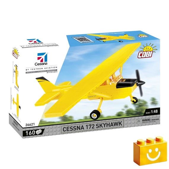 Termékkép a dobozról -COBI-26621 – Cessna 172 Skyhawk (Sárga) – 100% kompatibilis minden más kedvelt márkával