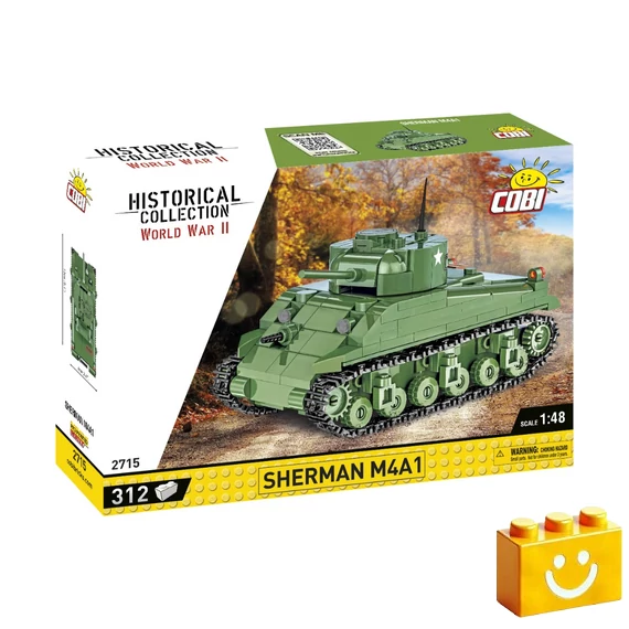 Termékkép a dobozról -COBI-2715 – Sherman M4A1 közepes harckocsi – 100% kompatibilis minden más kedvelt márkával