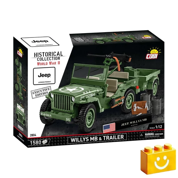 Termékkép a dobozról -COBI-2804 – Jeep Willys MB utánfutóval – Executive Edition – 100% kompatibilis minden más kedvelt márkával