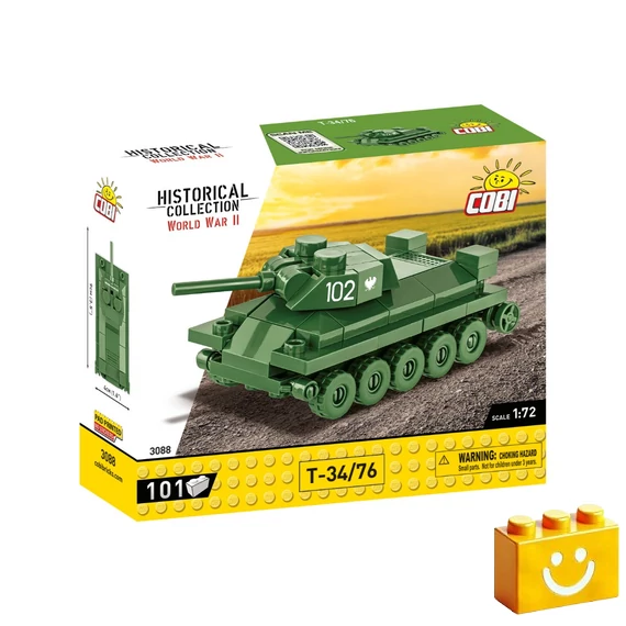 Termékkép a dobozról -COBI-3088 – T-34/76 – szovjet közepes harckocsi – 100% kompatibilis minden más kedvelt márkával