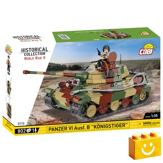 Termékkép a dobozról -COBI-3113 – Panzer VI Ausf. B „Königstiger” – német nehéz harckocsi – 100% kompatibilis minden más kedvelt márkával