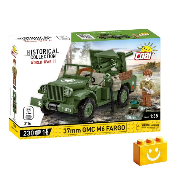 Termékkép a dobozról -COBI-3116 – 37mm GMC M6 Fargo – amerikai önjáró löveg – 100% kompatibilis minden más kedvelt márkával