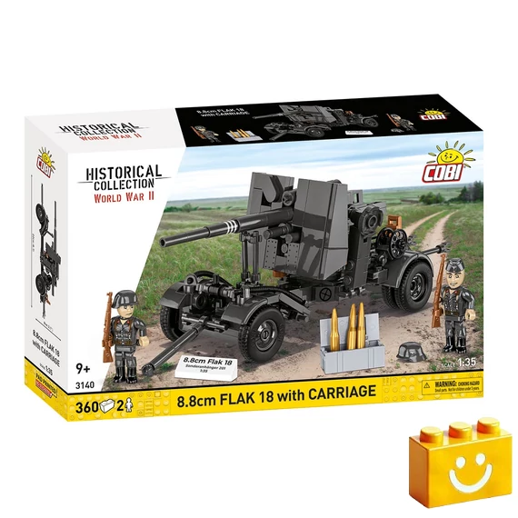 Termékkép a dobozról - COBI - 3140 - 8,8 cm Flak 18 löveg vontatókocsival - német légvédelmi ágyú készlet 
