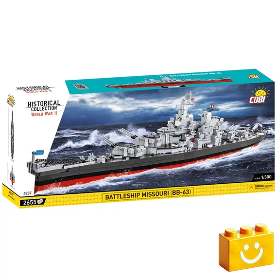 Termékkép a dobozról -COBI-4837 – USS Missouri (BB-63) – amerikai csatahajó – 100% kompatibilis minden más kedvelt márkával