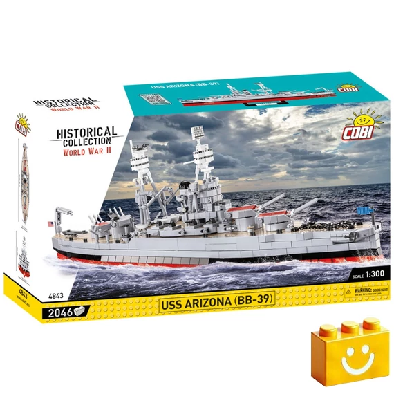 Termékkép a dobozról -COBI-4843 – USS Arizona (BB-39) – amerikai csatahajó – 100% kompatibilis minden más kedvelt márkával