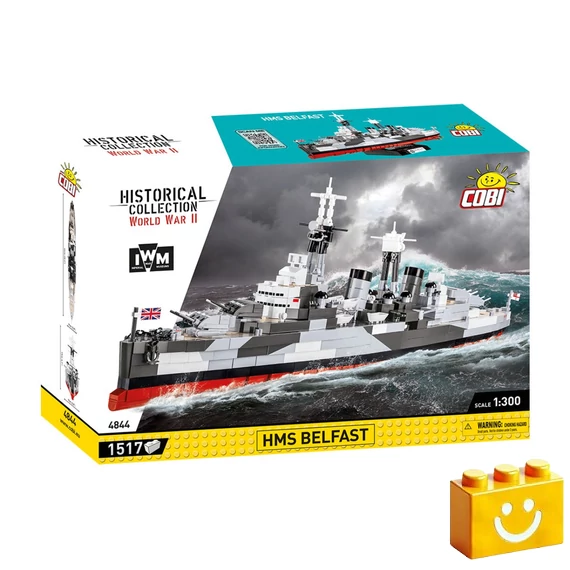 Termékkép a dobozról -COBI-4844 – HMS Belfast – brit könnyűcirkáló – 100% kompatibilis minden más kedvelt márkával