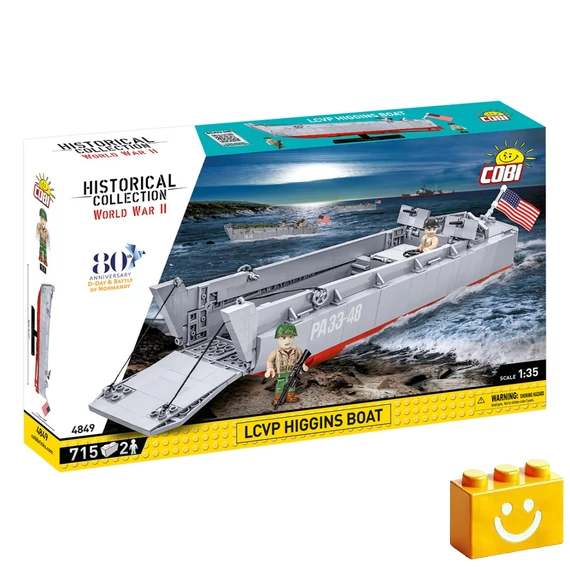 Termékkép a dobozról -COBI-4849 – LCVP - Higgins Boat – amerikai partraszálló hajó – 100% kompatibilis minden más kedvelt márkával