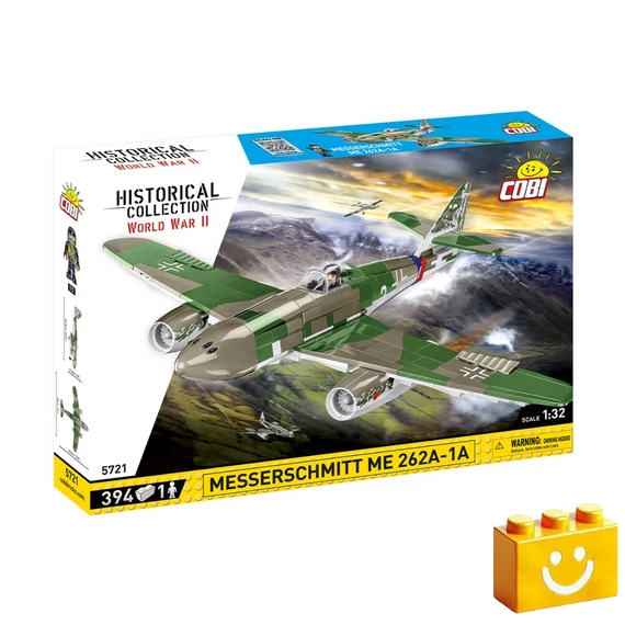 Termékkép a dobozról -COBI-5721 – Messerschmitt Me 262A-1A – német sugárhajtású vadászrepülőgép – 100% kompatibilis minden más kedvelt márkával