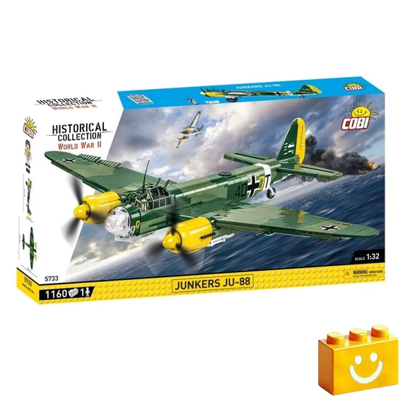Termékkép a dobozról -COBI-5733 – Junkers Ju 88 – német többcélú repülőgép – 100% kompatibilis minden más kedvelt márkával