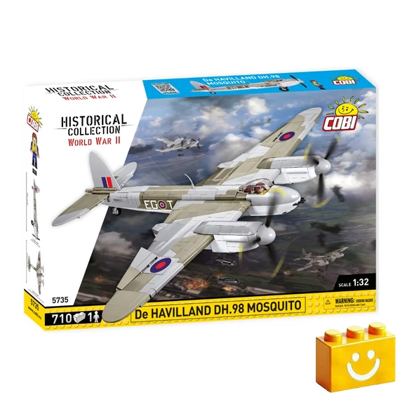 Termékkép a dobozról -COBI-5735 – De Havilland DH.98 Mosquito – brit többcélú repülőgép – 100% kompatibilis minden más kedvelt márkával