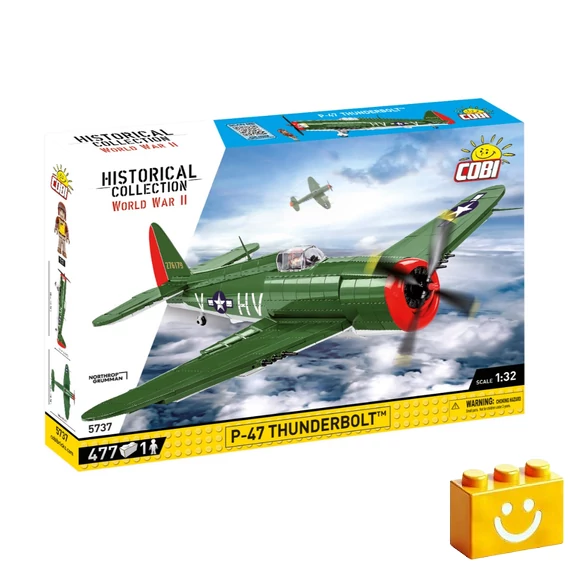 Termékkép a dobozról -COBI-5737 – P-47 Thunderbolt – amerikai vadászrepülőgép – 100% kompatibilis minden más kedvelt márkával
