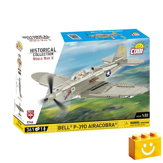 Termékkép a dobozról -COBI-5746 – Bell P-39D Airacobra – amerikai vadászrepülőgép – 100% kompatibilis minden más kedvelt márkával