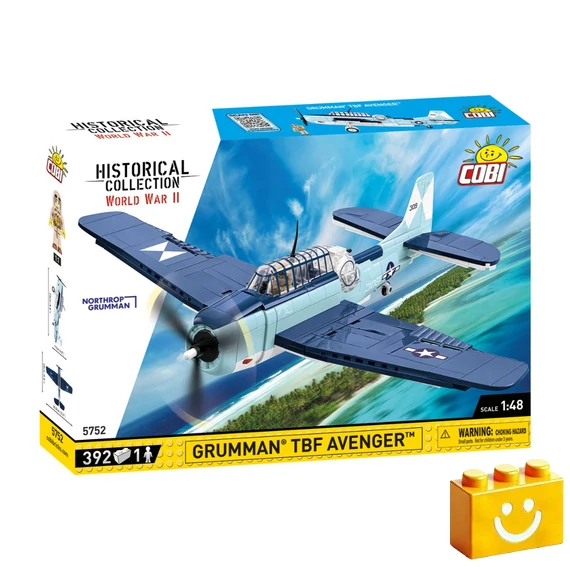 Termékkép a dobozról -COBI-5752 – Grumman TBF Avenger – amerikai torpedóvető – 100% kompatibilis minden más kedvelt márkával